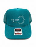 Teal + white skin lounge hat