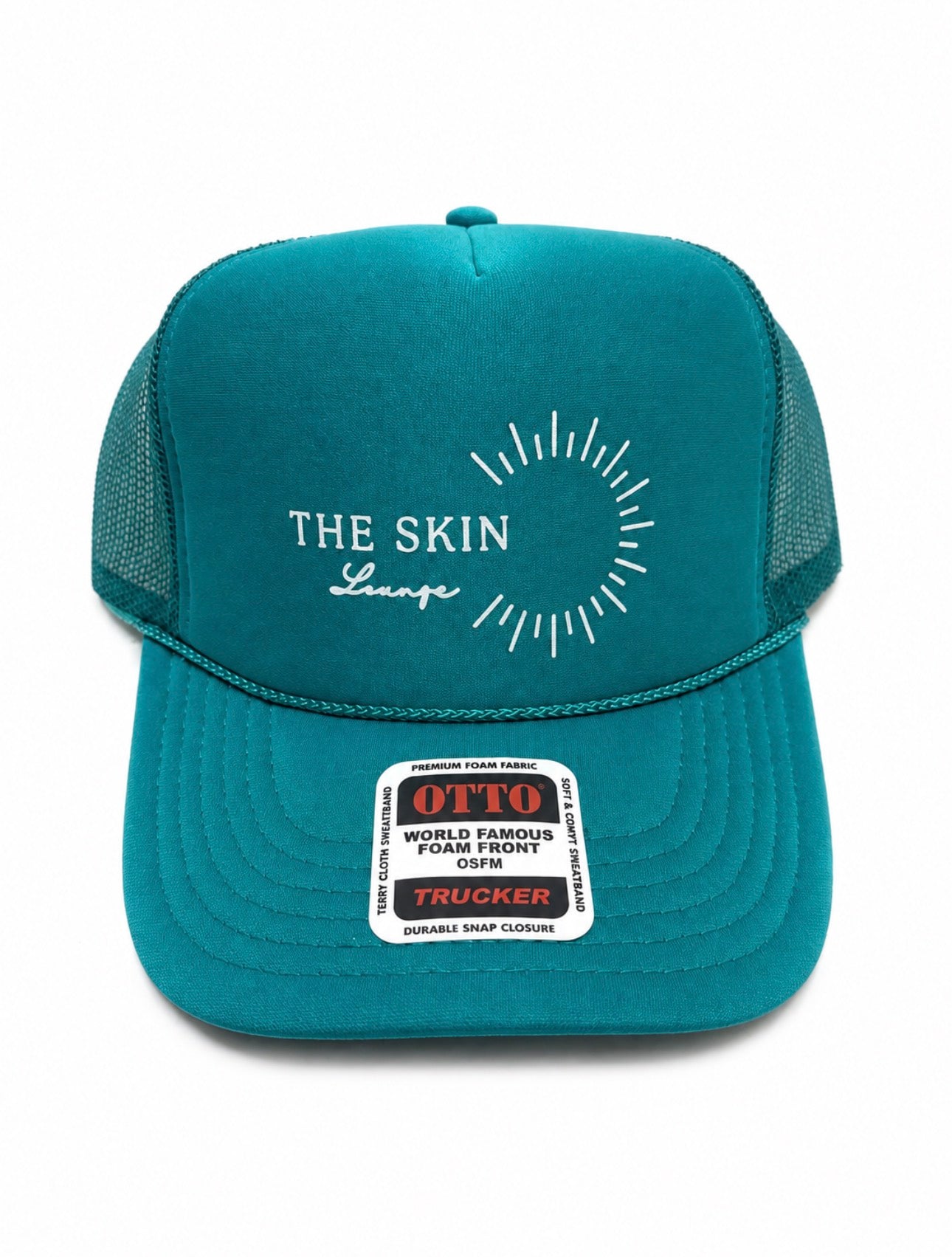 Teal + white skin lounge hat