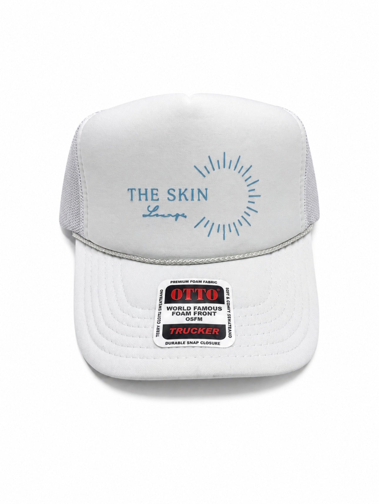 White + Teal skin lounge trucker hat